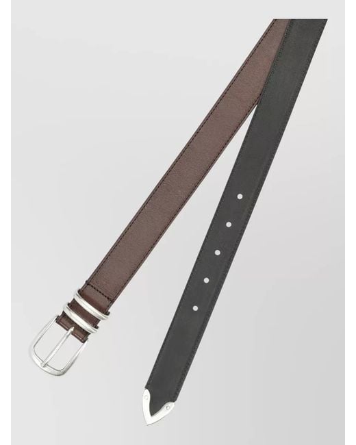 Officine Creative Gray Oc Strip Leather Belt Reversible Design for men