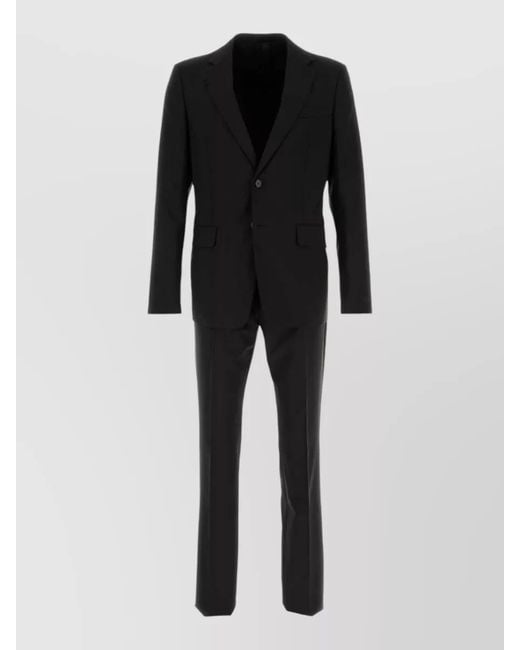 Prada Black Wool Blend Suit Single Breasted Tailoring for men
