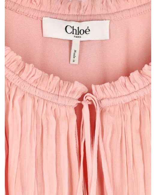 Chloé Pink Silk Knee-Length Dress