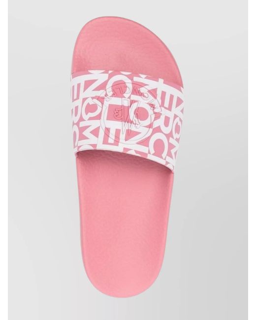 Moncler Pink Logo-Print Rubber Slides