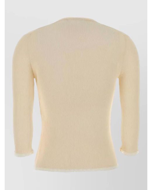 Gucci Natural Cotton Cardigan Ribbed Texture Frayed Hem