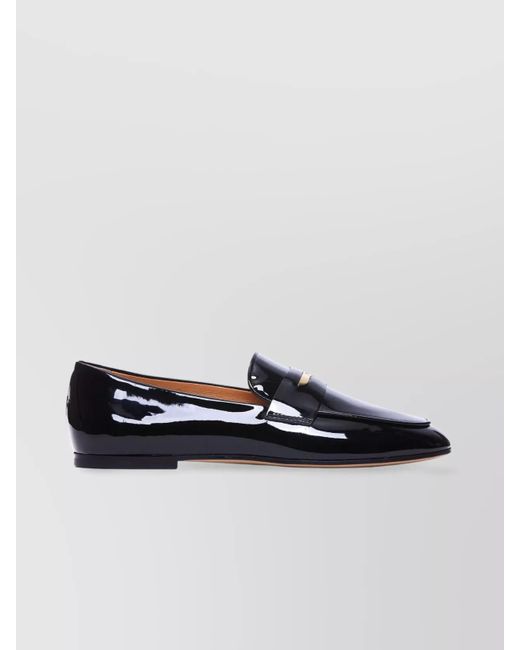 Tod's Blue Shiny Patent Leather Loafers With Round Toe