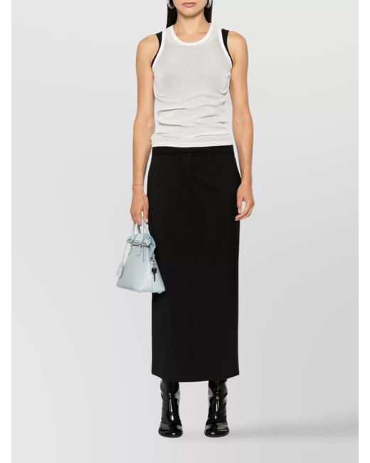 Maison Margiela White Silk Fine Ribbed Sleeveless Tank Top
