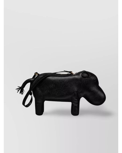 Thom Browne Black Pebble Grain Leather Shoulder Bag for men