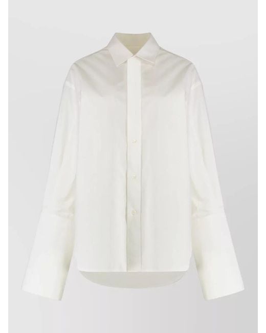 MM6 by Maison Margiela White Cotton Shirt Tailored Fit Flared Sleeves
