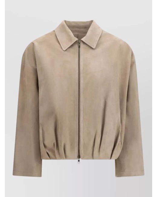 Salvatore Santoro Natural Suede Bomber Jacket Collared Neck Pockets