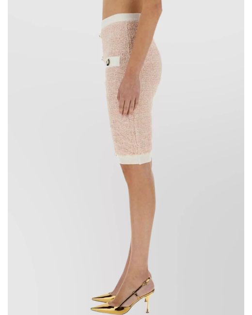 Balmain Natural Ribbed Tweed Midi Skirt