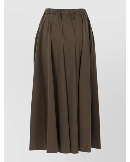 Aspesi Brown Poplin Flared Midi Skirt