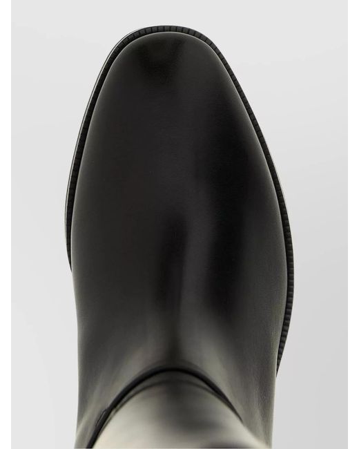 Jimmy Choo Black Knee-High Strap Detail Round Toe Boots