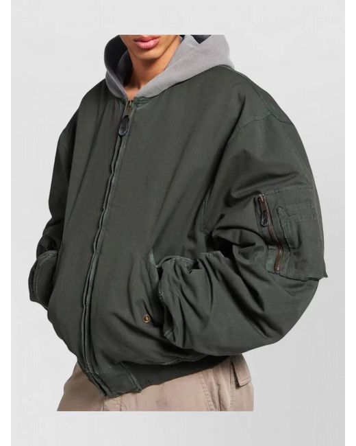 Balenciaga Gray Hooded Bomber Jacket for men