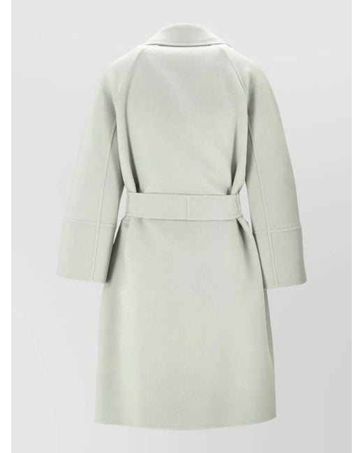 Max Mara Multicolor Coat Belted Waist Notched Lapels Pockets