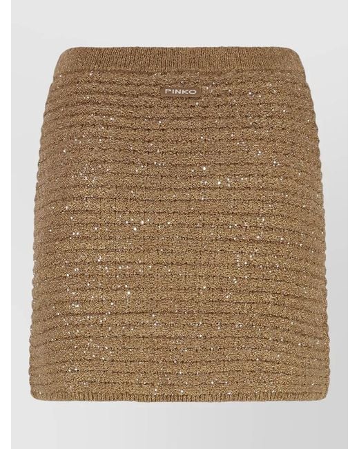 Pinko Natural Miletto High Waist Knit Mini Skirt