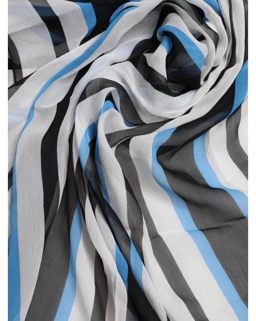 Dolce & Gabbana Blue Striped Neck Warmer Silk Blend Scarf for men