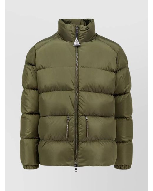 Moncler Green Logo Patch Zip-Up Puffer Jacket for men