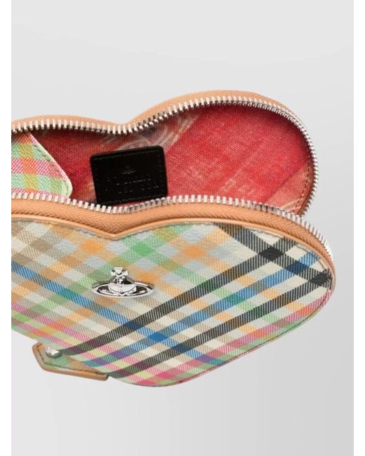 Vivienne Westwood Gray New Heart Mini Checked Chain Shoulder Bag