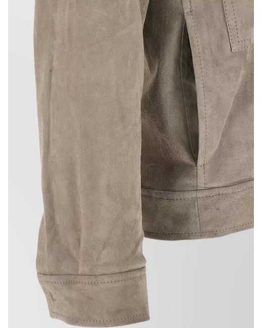 Giorgio Brato Natural Suede Texture Jacket Point Collar Chest Pockets for men