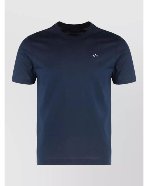 Paul & Shark Blue Logo Cotton Crew Neck Short Sleeve T-Shirt for men