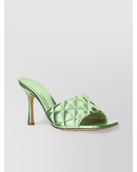 Bottega Veneta Green Leather Quilted Sandals