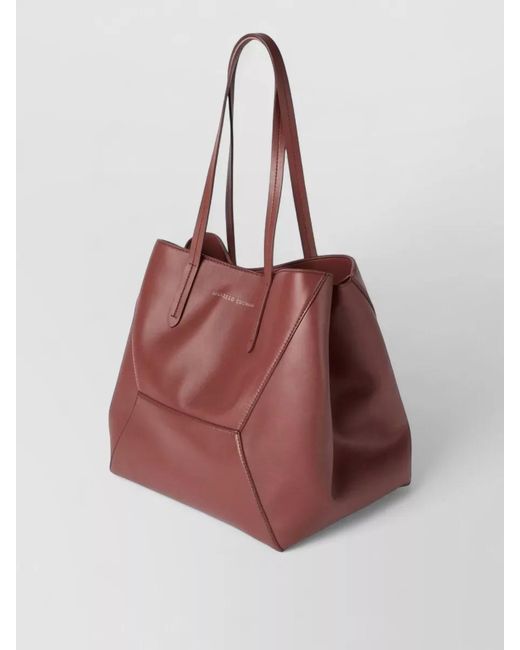Brunello Cucinelli Red Monili Leather Tote Bag