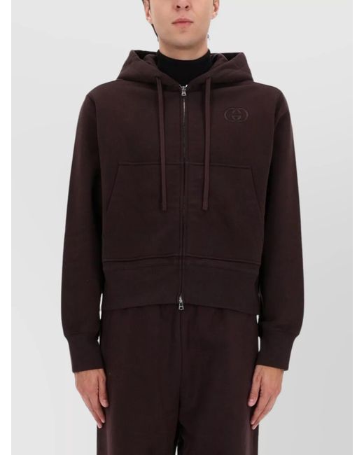 Gucci Black Sweatshirt With Logo Embroidery for men