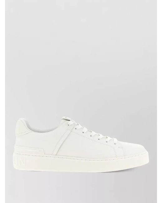 Balmain Natural Lace Up Court Sneakers Minimal Design Rubber for men