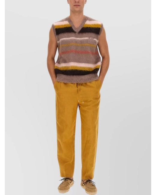 Etro Multicolor Mohair Wool Blend Ribbed V-Neck Striped Knitted Vest for men