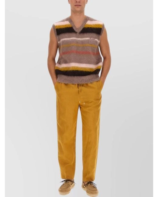Etro Multicolor Mohair Wool Blend Ribbed V-Neck Striped Knitted Vest for men