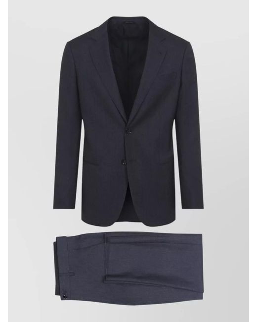 Giorgio Armani Blue Virgin Wool Tailored Jacket And Trousers for men
