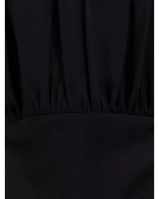 Jil Sander Blue Sleeveless Satin Knee-Length Dress