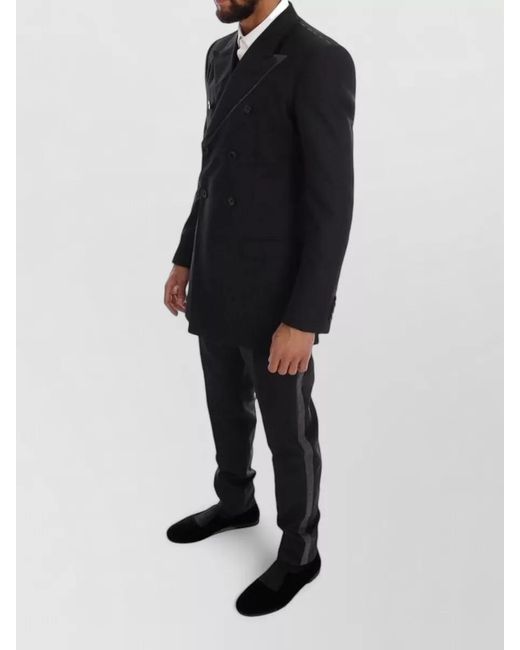 Dolce & Gabbana Black Wool Slim-Fit Double-Breasted Suit Jacket for men