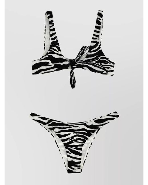 The Attico White 'Scoop Neckline Zebra Bikini Set'