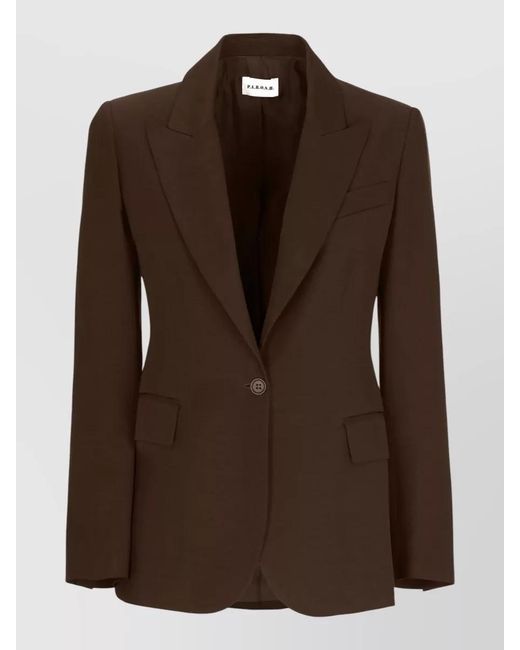 P.A.R.O.S.H. Brown Tailored Peak Lapel Blazer Jacket