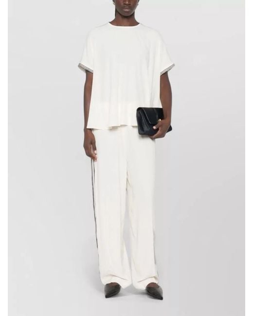 Fabiana Filippi Natural Silk Wide-Leg Trousers