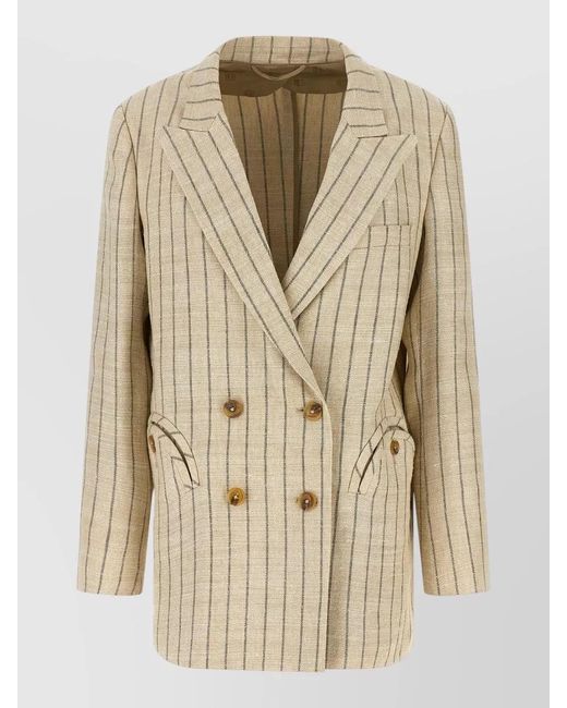 Blazé Milano Natural Serene Everyday Tailored Striped Double Breasted Jacket