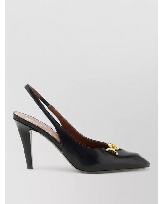 Versace Black Leather Slingback Mules