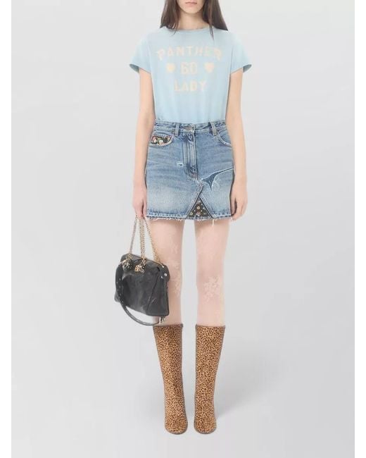Valentino Garavani Blue Cotton Printed T-Shirt