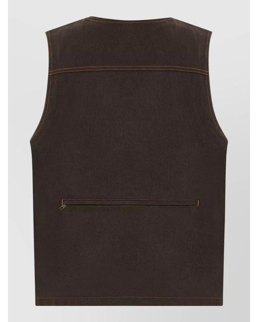 Agolde Brown Sleeveless Denim Layering Vest Multiple Pockets for men