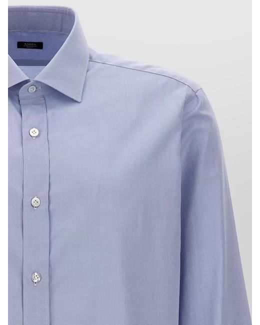 Barba Napoli Blue Poplin Shirt for men