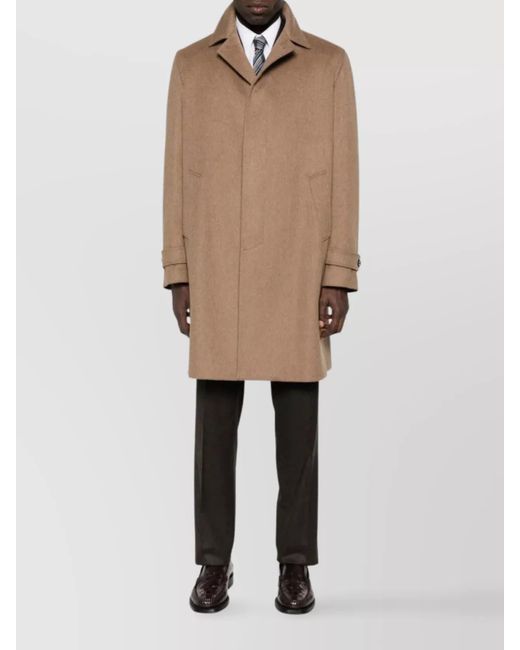 Lardini Brown Virgin Wool Single-Breasted Coat for men