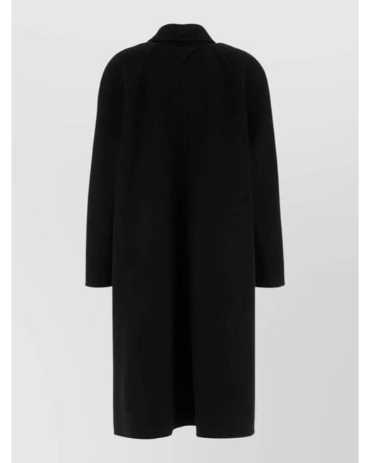 Prada Black Wool Blend Coat Collared Long Length Pockets