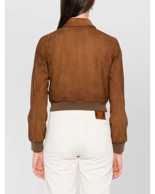 Miu Miu Brown Leather Cropped Jacket