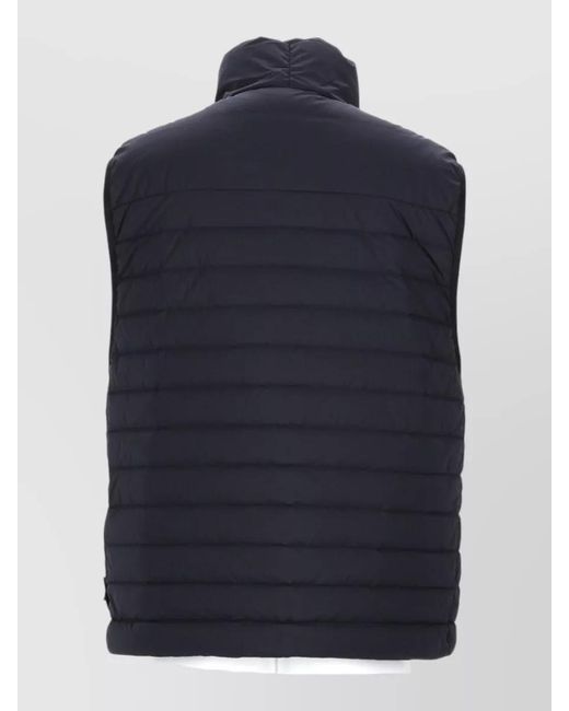 Stone Island Blue High Neck Padded Sleeveless Jacket Side Pockets for men