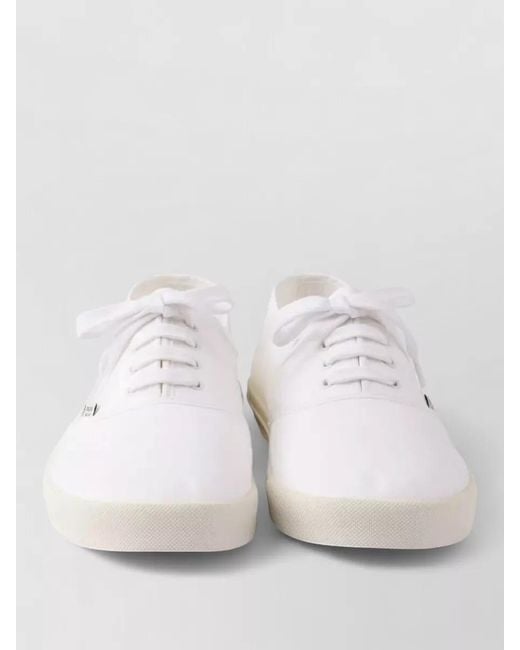 Prada White Drill Fabric Low Top Lace Up Sneakers for men