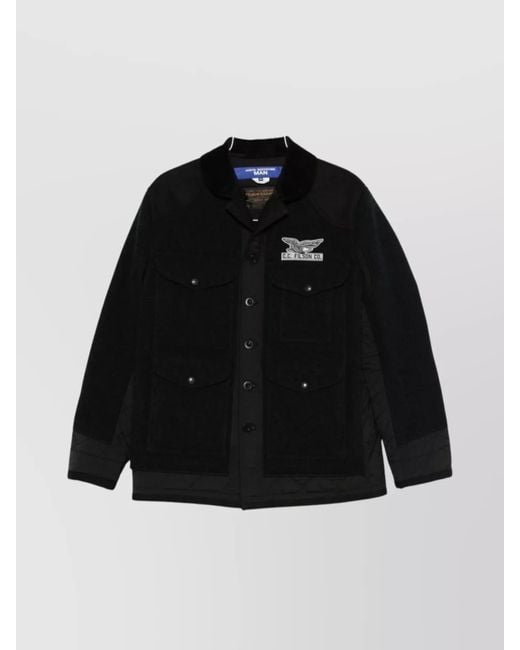 Junya Watanabe Black Tailored Jacket With Quilted Panels And Pockets for men