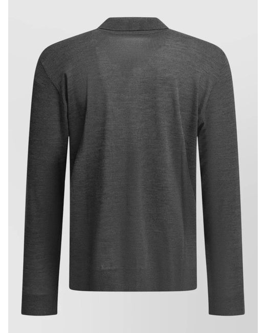 Golden Goose Deluxe Brand Gray Wool Knit Polo Shirt Long Sleeves for men
