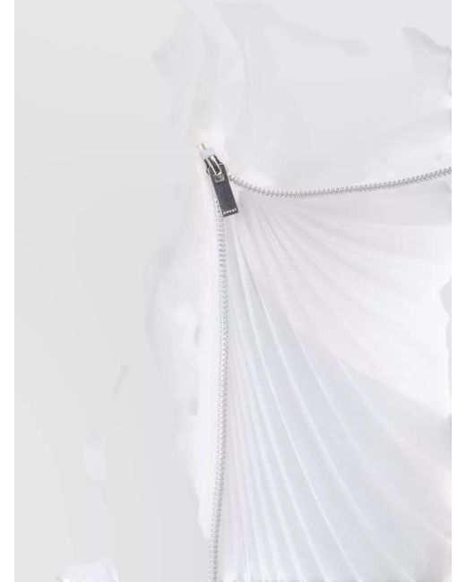Sacai White Long Sleeve Top Front Pocket Pleated Detail