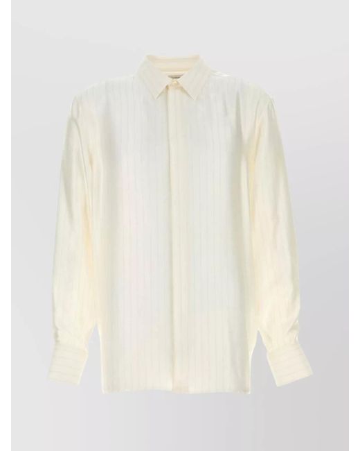 Saint Laurent White Striped Silk Shirt for men