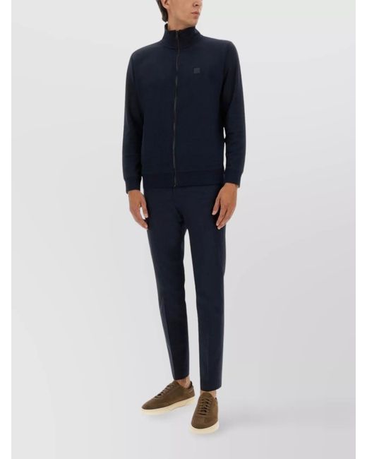 Boss Blue Cotton Zip Sweatshirt for men