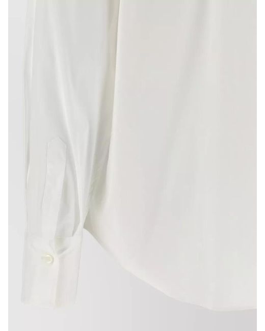 Brunello Cucinelli White Stretch Cotton Poplin Shirt Shiny Trim