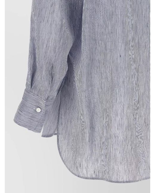 Brunello Cucinelli Gray Relaxed Hooded Shirt Linen Silk Blend